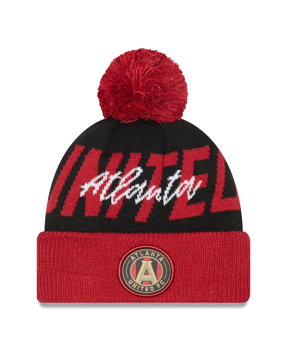 Shop New Era Men's  Black Atlanta United Fc Confident Cuffed Pom Knit Hat