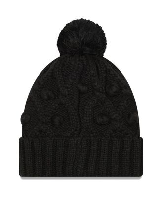 Big Girls Black Pittsburgh Steelers Toasty Cuffed Knit Hat with Pom