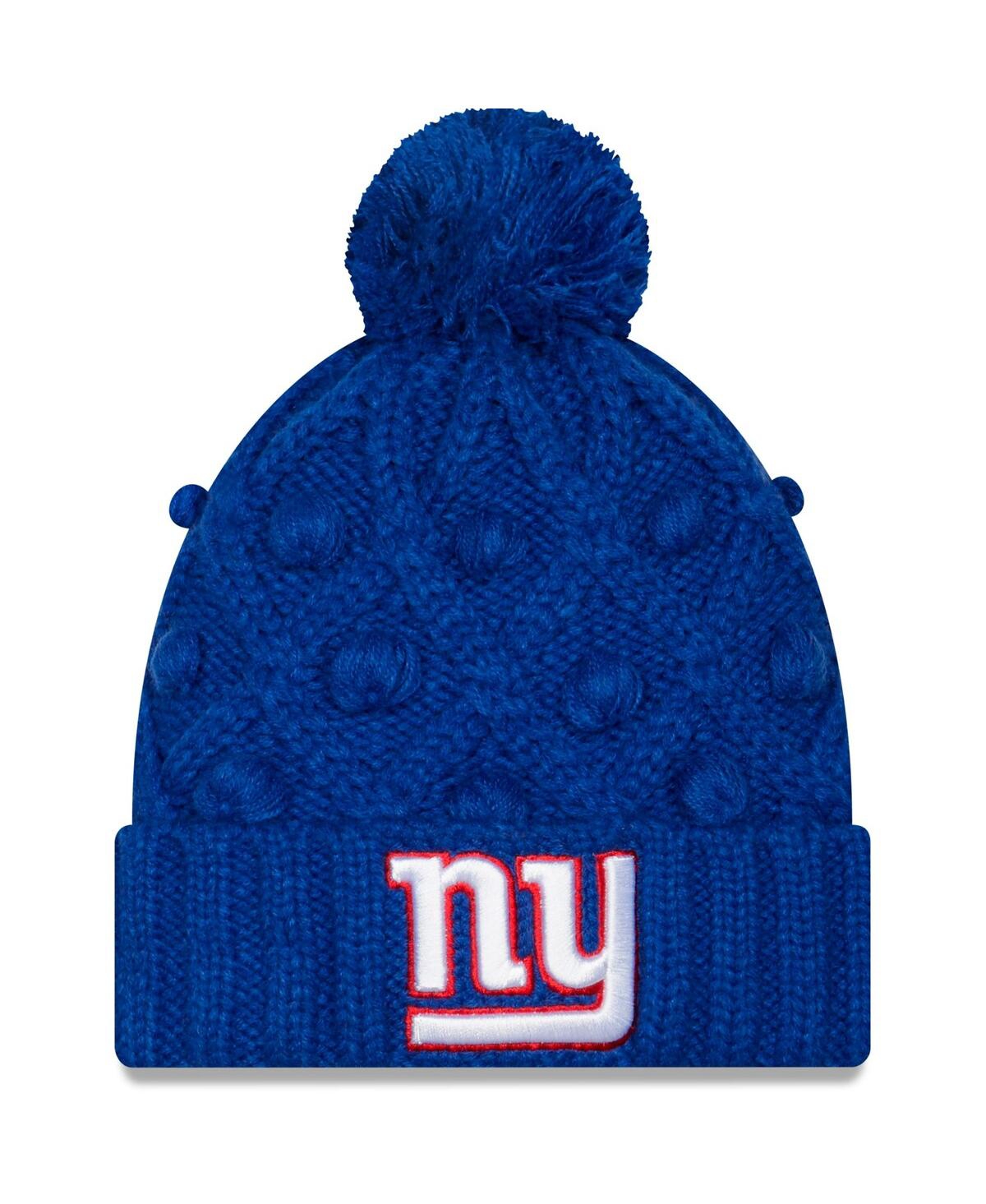Shop New Era Big Girls  Royal New York Giants Toasty Cuffed Knit Hat With Pom