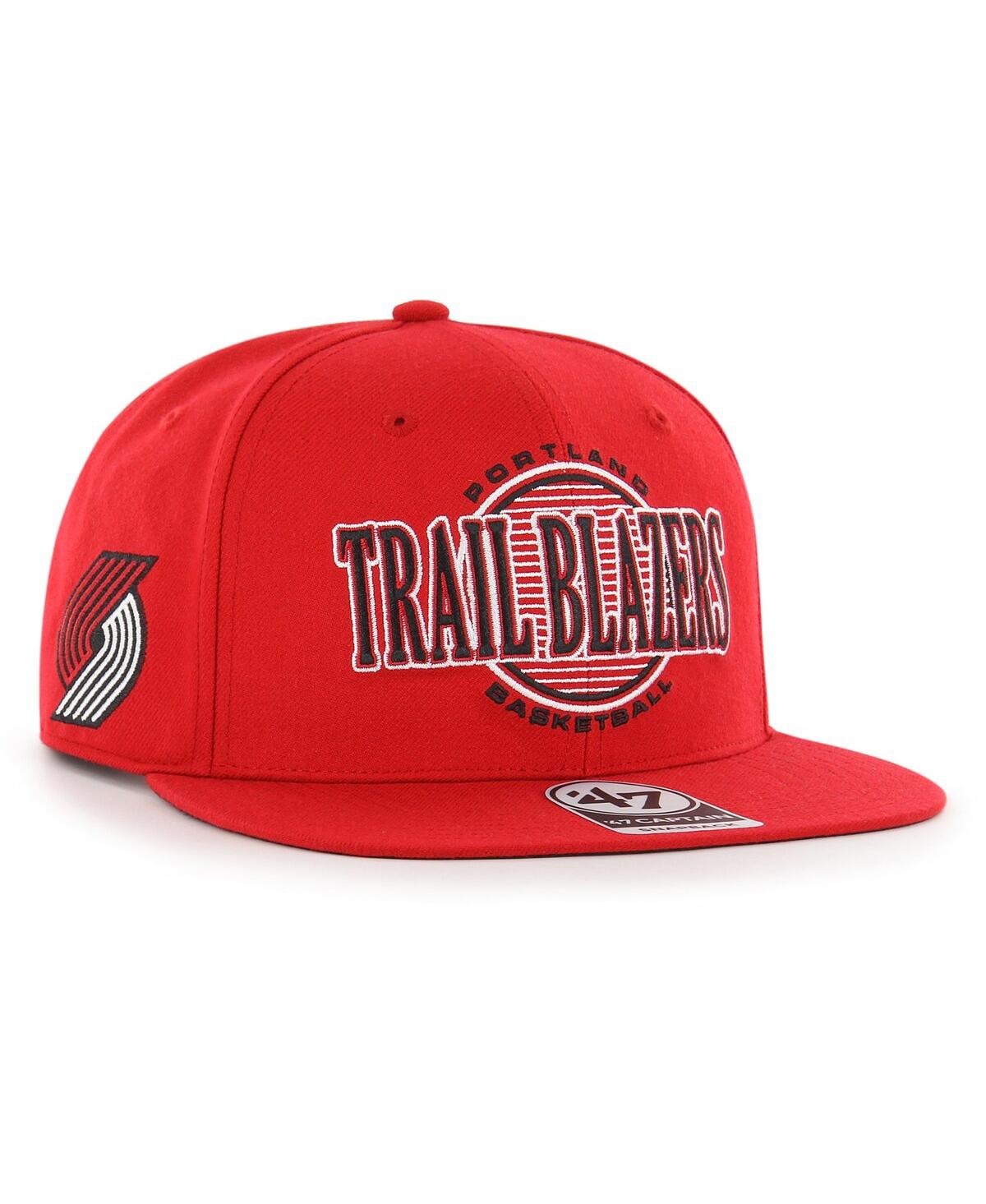 Men's '47 BrandPortland Trail Blazers High Post Captain Snapback Hat - Red
