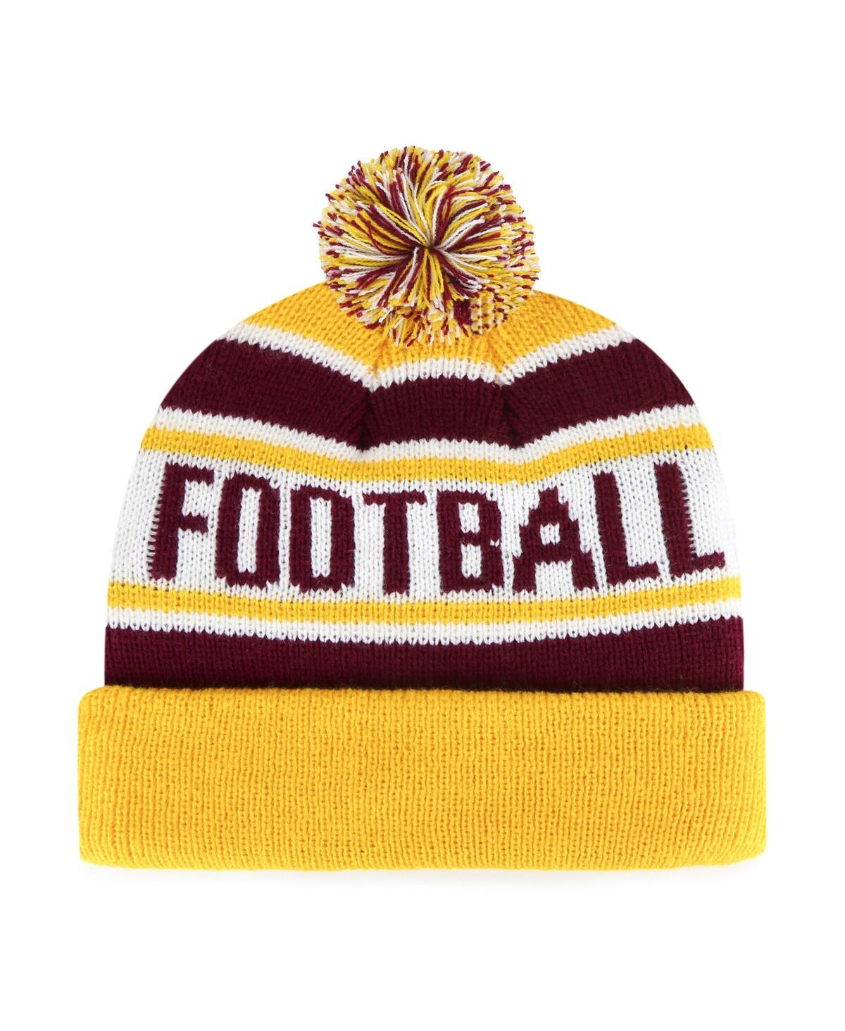 Shop 47 Brand Big Boys And Girls ' Burgundy, Gold Washington Football Team Hangtime Cuffed Knit Hat With P In Burgundy,gold