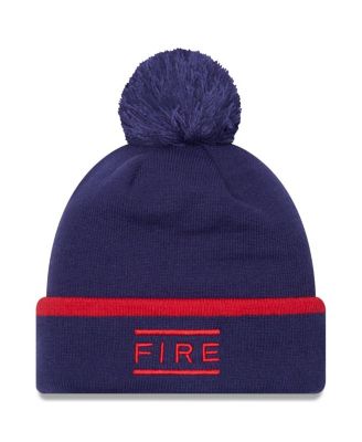 Men's Navy Chicago Fire Wordmark Kick Off Cuffed Knit Hat with Pom
