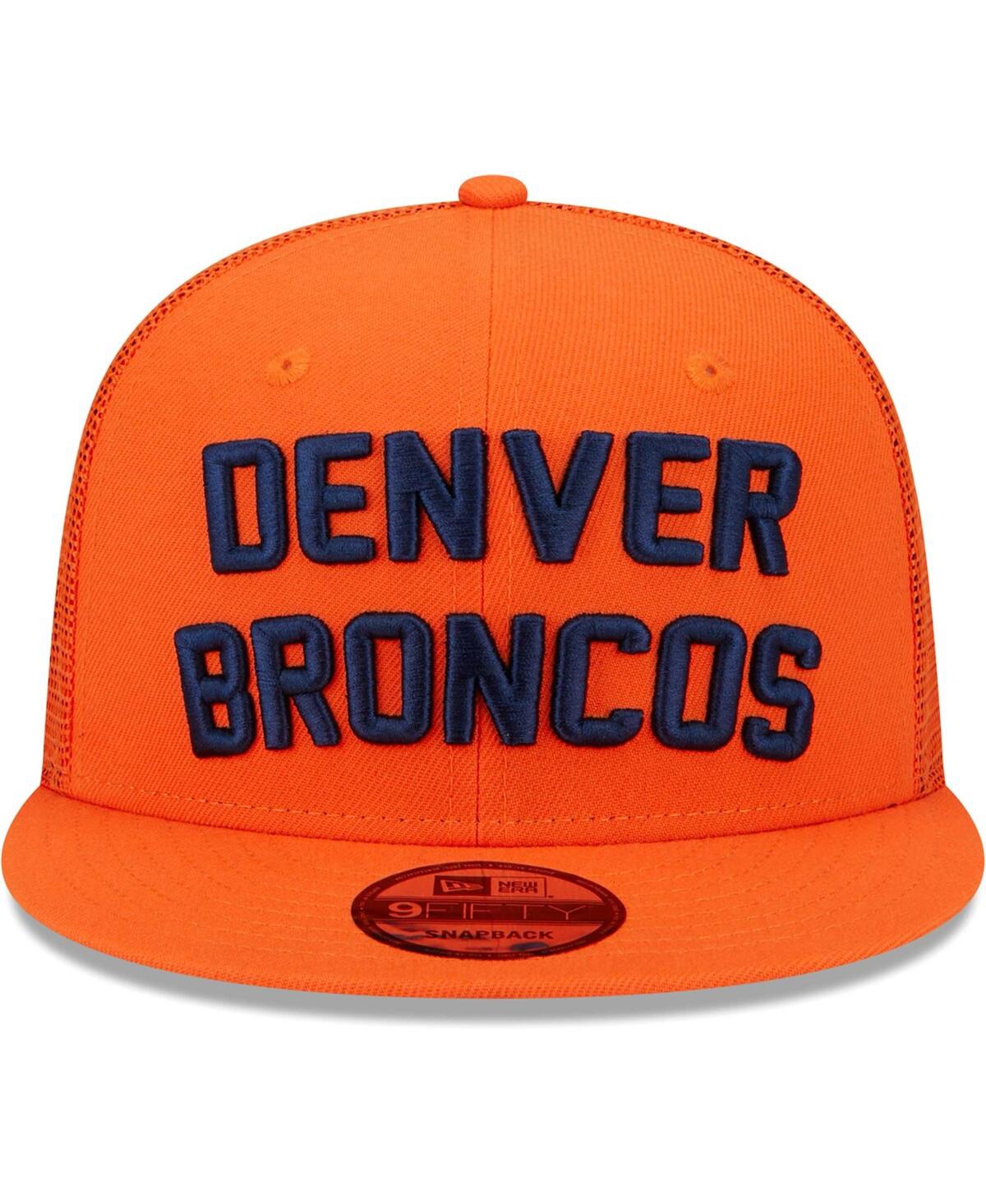 Shop New Era Men's  Orange Denver Broncos Stacked Trucker 9fifty Snapback Hat