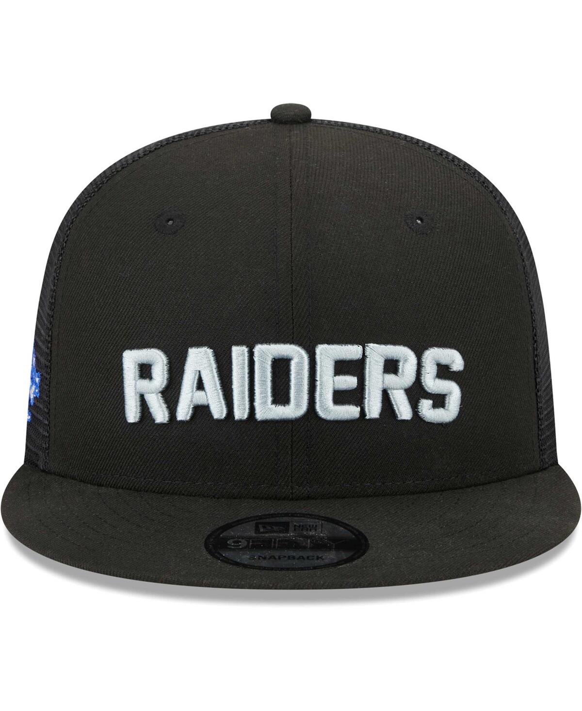 Shop New Era Men's  Black Las Vegas Raiders Stacked Trucker 9fifty Snapback Hat