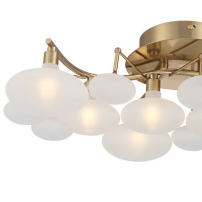 Semi Flush Mount Ceiling Light with Opal Glass Shade 6-Light Fixture for Bedroom or Kitchen