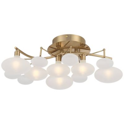 Semi Flush Mount Ceiling Light with Opal Glass Shade 6-Light Fixture for Bedroom or Kitchen