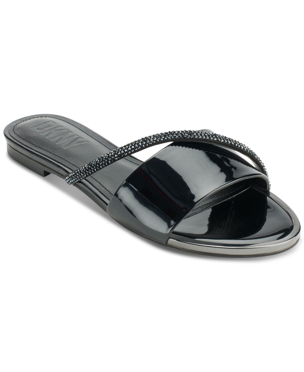 Dkny Tali Slip-on Embellished Slide Sandals In Black