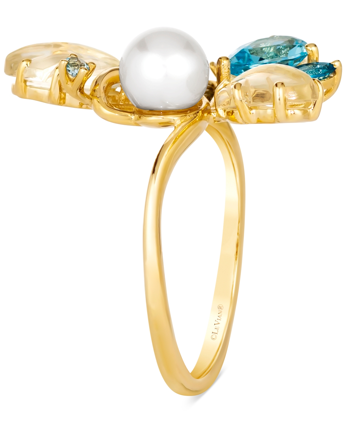 Le Vian Ombre Multi-Gemstone (2-1/3 ct. t.w.), Vanilla Pearl (6mm), & Vanilla Diamond Ring in 14k Gold - 14K Honey Gold Ring