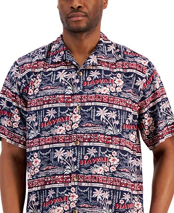 Tommy Bahama Men's Postcard Paradise Print Short-Sleeve Button-Up Silk