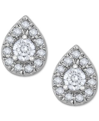 Diamond Pear-Shaped Halo Stud Earrings (1/4 ct. t.w.) in 14k White Gold