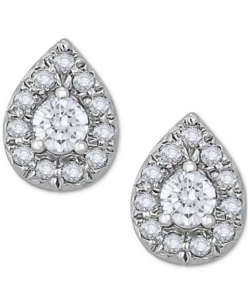 1-1/4-ct.-Halo Pear shape Diamond-Earrings, - Earring Studs with Halo –