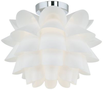 Modern Ceiling Light Semi Flush Mount Fixture 15 3/4" Wide White Flower for Bedroom Kitchen Living Room Hallway Bathroom House