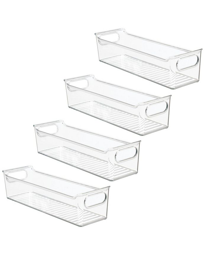 mDesign Slim Plastic Kitchen Storage Container Bin with Handles, 4 Pack