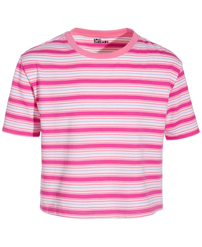 Epic Threads Big Girls Joy Striped T-Shirt, Created for Macy's - Macy's
