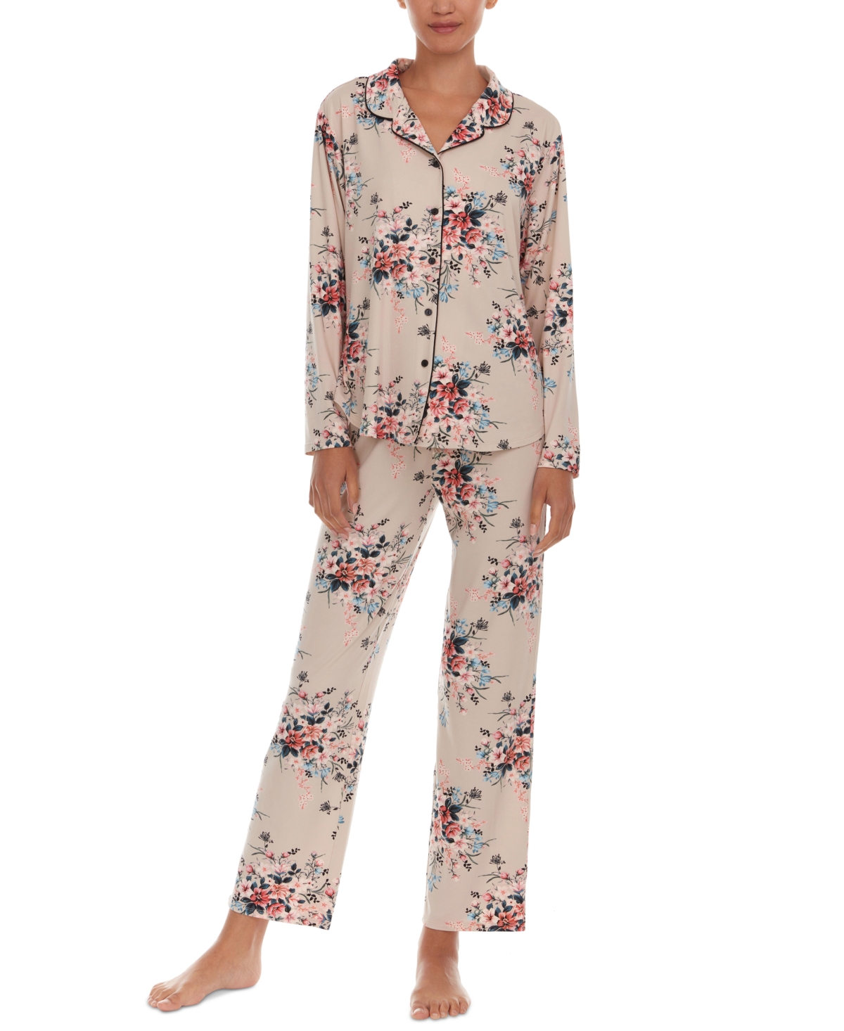 Flora By Flora Nikrooz Women's Lindsey 2-pc. Printed Pajamas Set In Beige