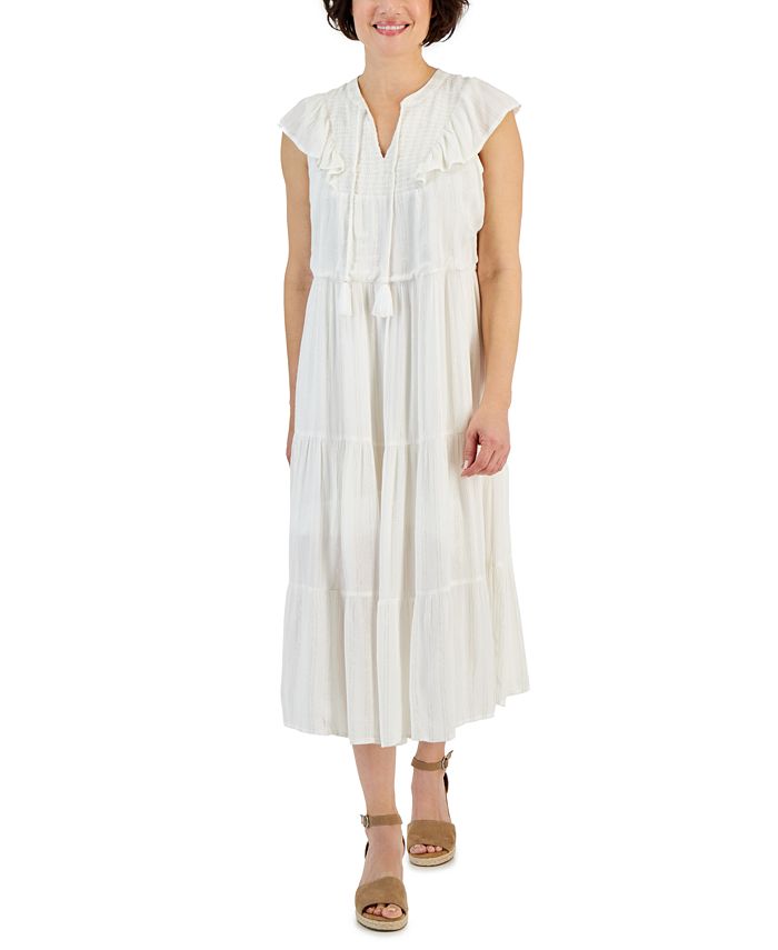Style & Co Petite Ruffled Shine Midi Dress, Created for Macy's - Macy's
