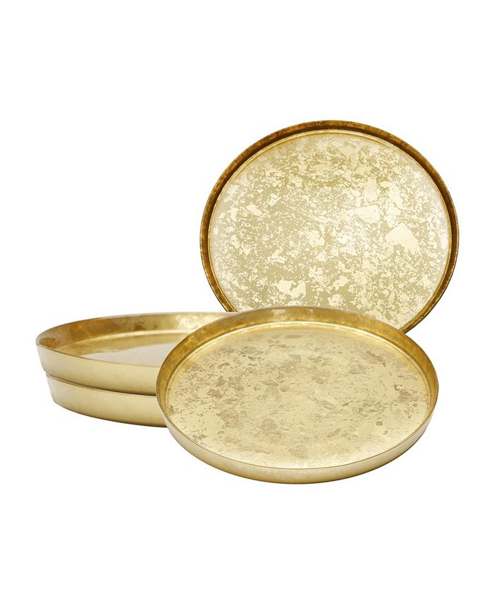 Classic Touch 11" Gold Glitter Dinner Plates with Raised Rim 4 Piece