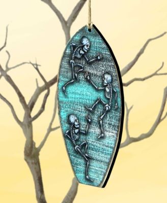 Holiday Wooden Ornaments Halloween Skeletons Surfboard Home Decor Set of 2 G. DeBrekht