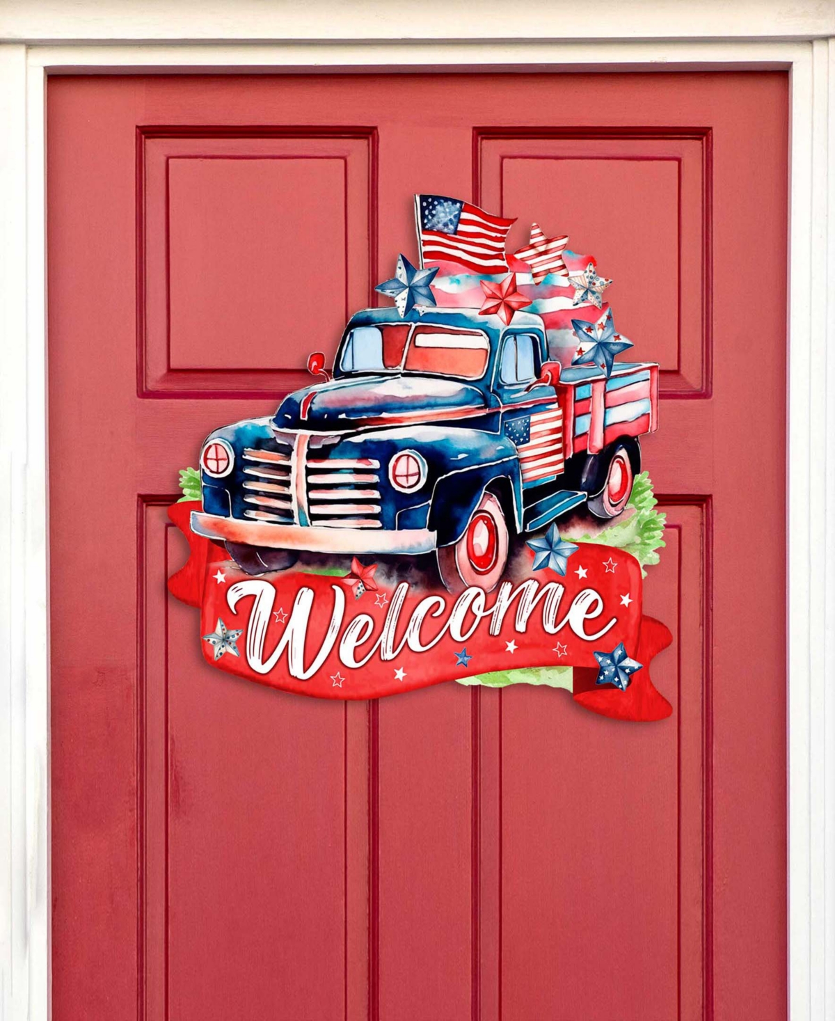 Holiday Wooden Door Decor Welcome Sign United We Stand G. DeBrekht - Multi Color