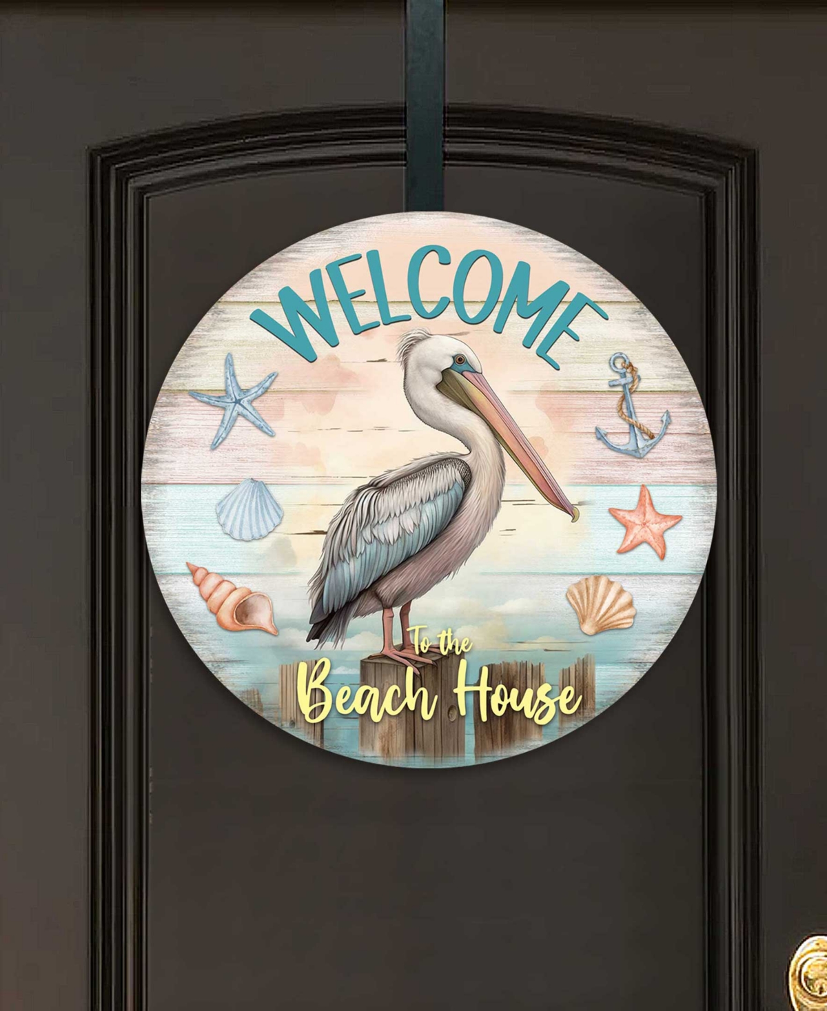 Shop Designocracy Holiday Wooden Door Decor Welcome Sign Pelican Welcome Sign G. Debrekht In Multi Color