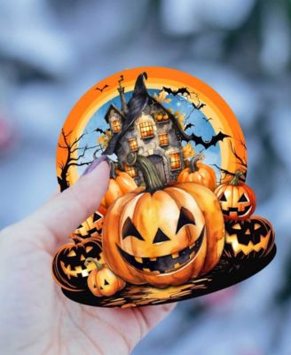 Holiday Wooden Ornaments Haunted House Home Decor G. DeBrekht