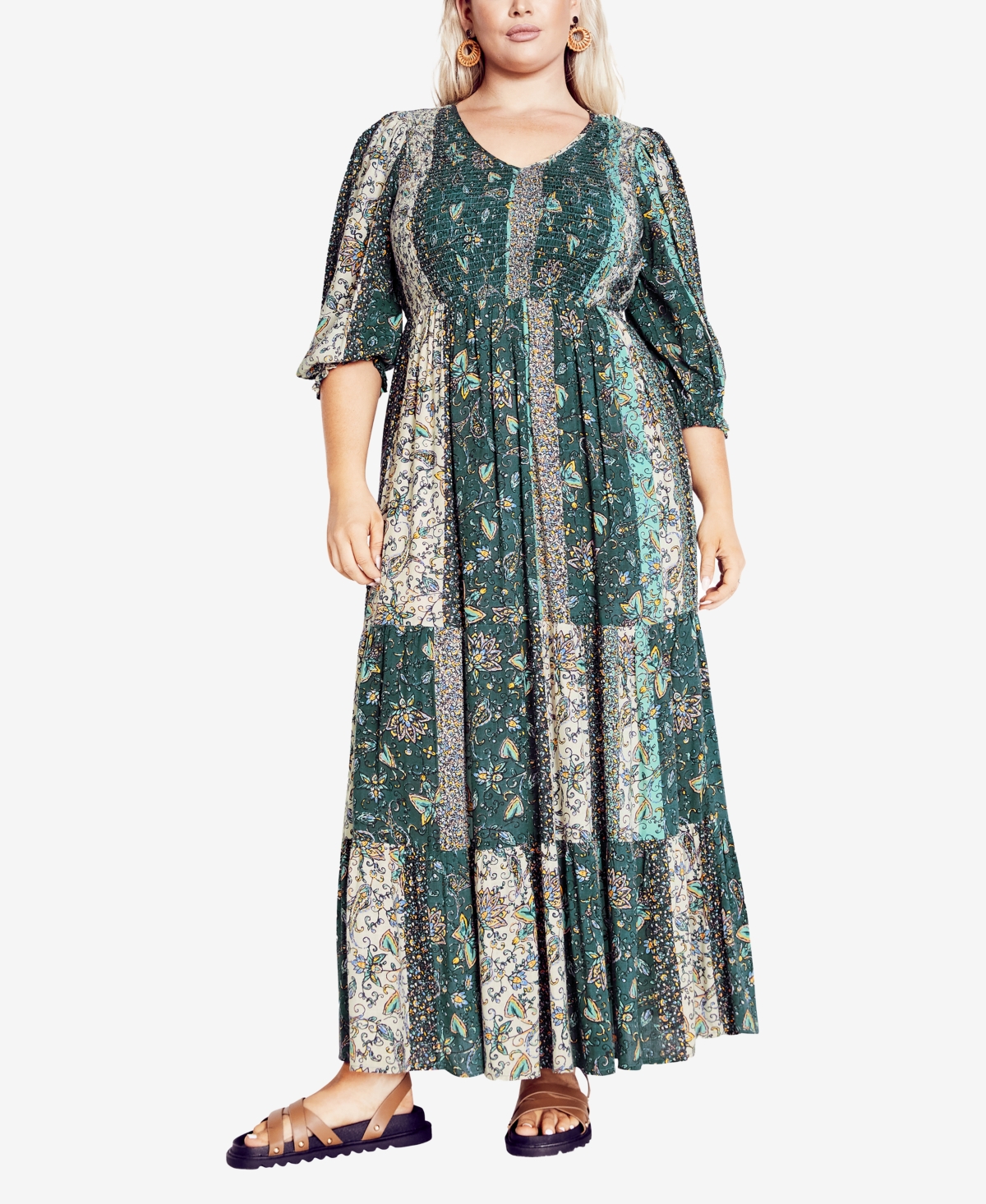 Plus Size Cheree Shirred Tiered Maxi Dress - First Blush