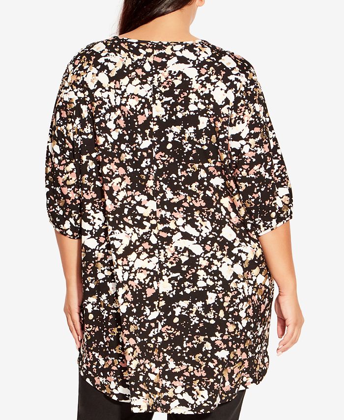 AVENUE Plus Size Leila Foil Print High Low Top - Macy's