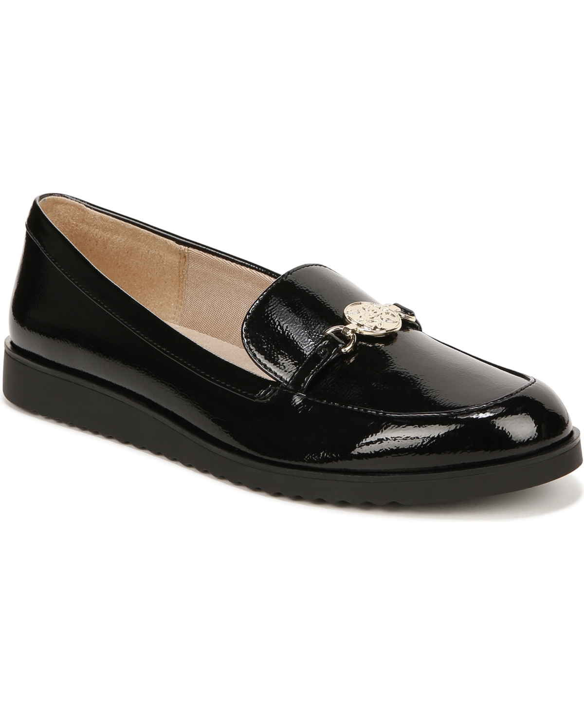 Shop Lifestride Women's Zen Ornamented Slip On Loafers In Black Faux Patent