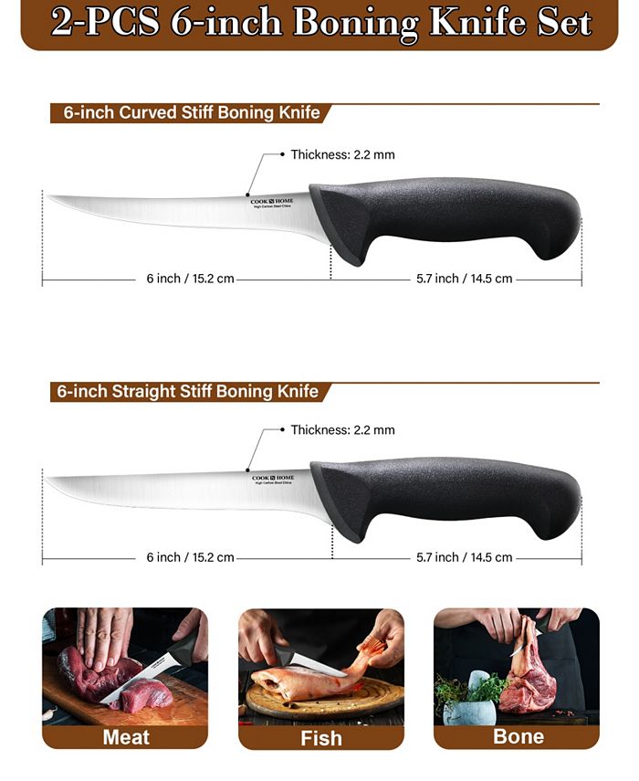 Cook N Home Boning Knife Set 6inch, High Carbon Stainless Steel