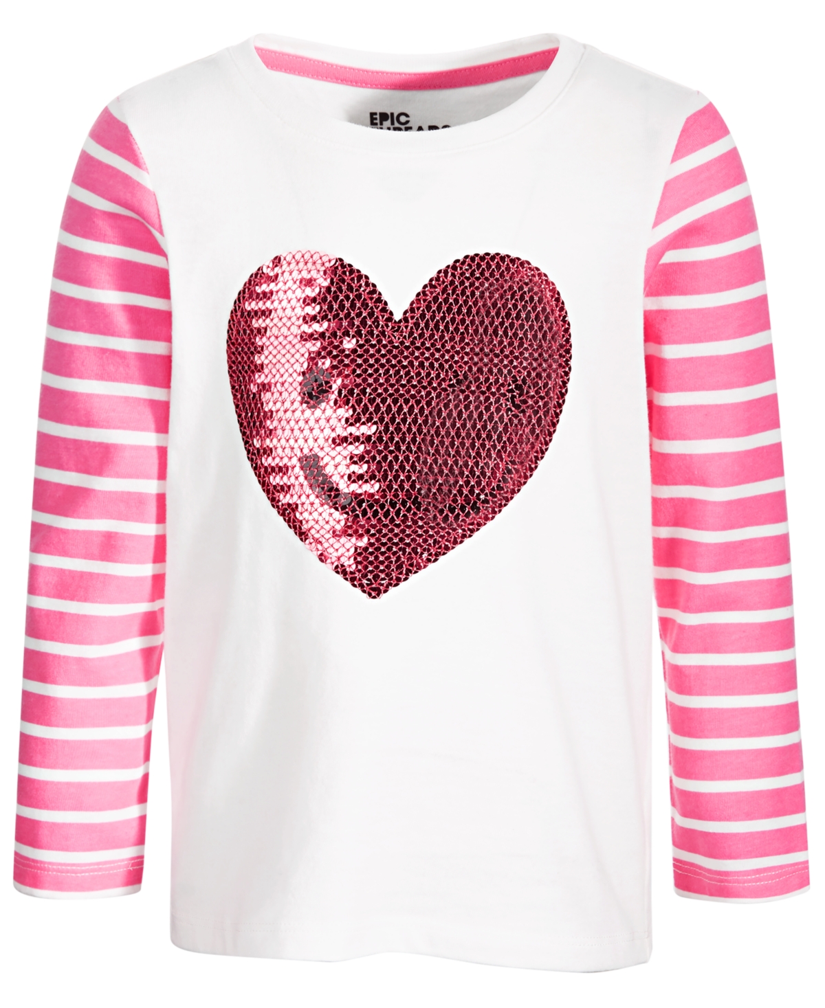 Epic Threads Toddler Girls Long-sleeve Sequin Smiley Heart Graphic T-shirt, Created For Macy's In Angel White