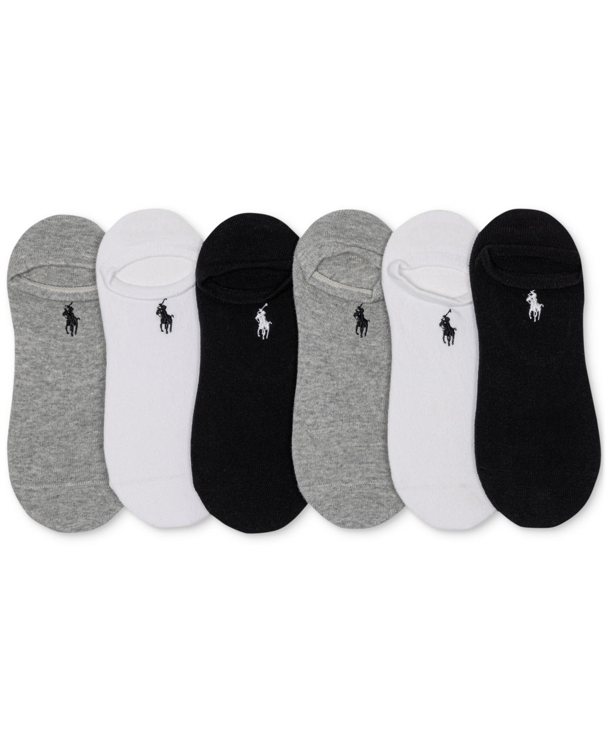 Polo Ralph Lauren Women's 6-pk. No-show Liner Socks In Grey Assortment