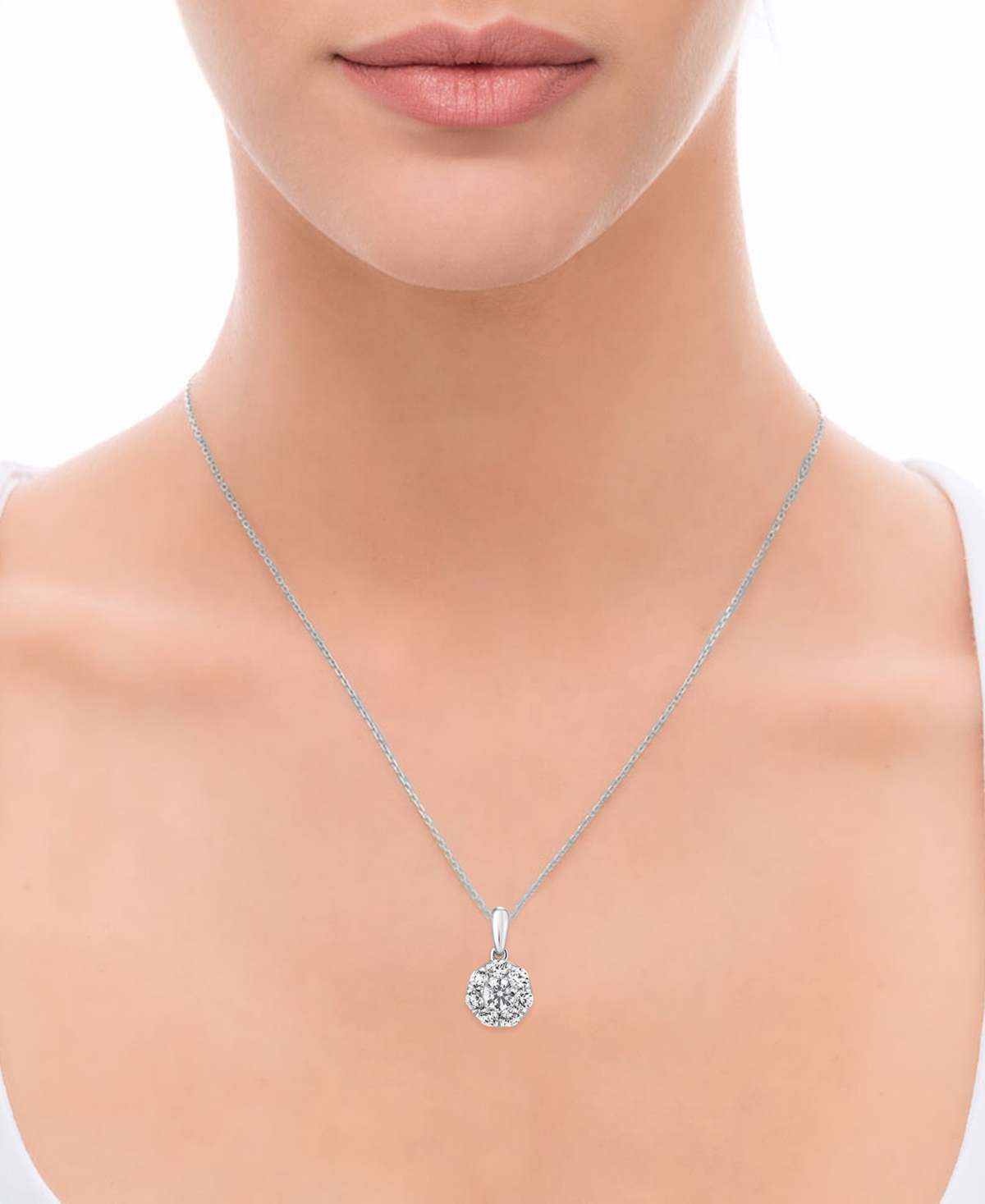 Shop Trumiracle Diamond Halo Pendant Necklace (1/2 Ct. T.w.) In 14k White Gold