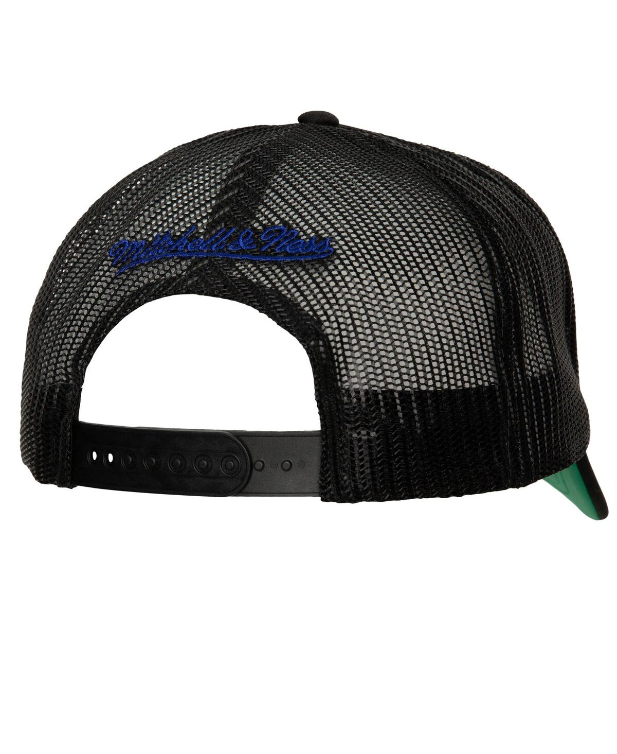 Mitchell & Ness Men's  Black Philadelphia 76ers Hardwood Classics Gold Leaf Mesh Trucker Snapback Hat In Black