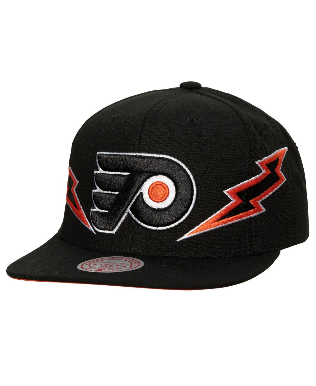 Shop Mitchell & Ness Men's  Black Philadelphia Flyers Double Trouble Lightning Snapback Hat
