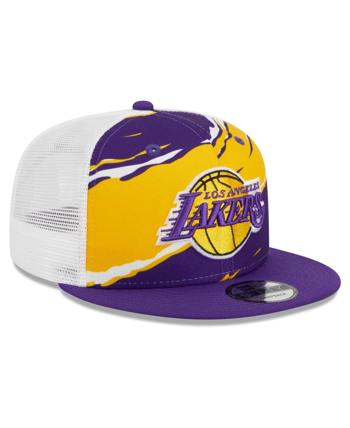 New Era Men's  Purple, White Los Angeles Lakers Tear Trucker 9fifty Adjustable Hat In Purple,white