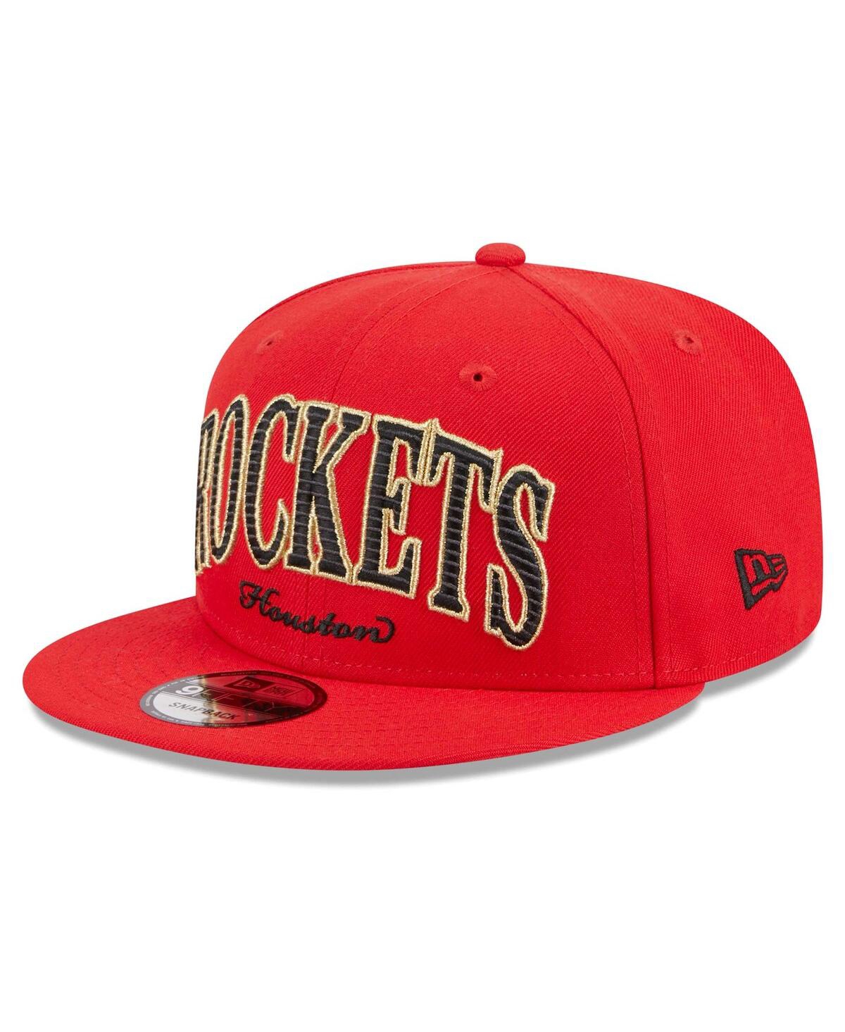 Men's New EraHouston Rockets Golden Tall Text 9FIFTY Snapback Hat - Red
