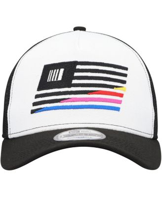 Men's Black, White NASCAR 9FORTY A-Frame Trucker Snapback Hat