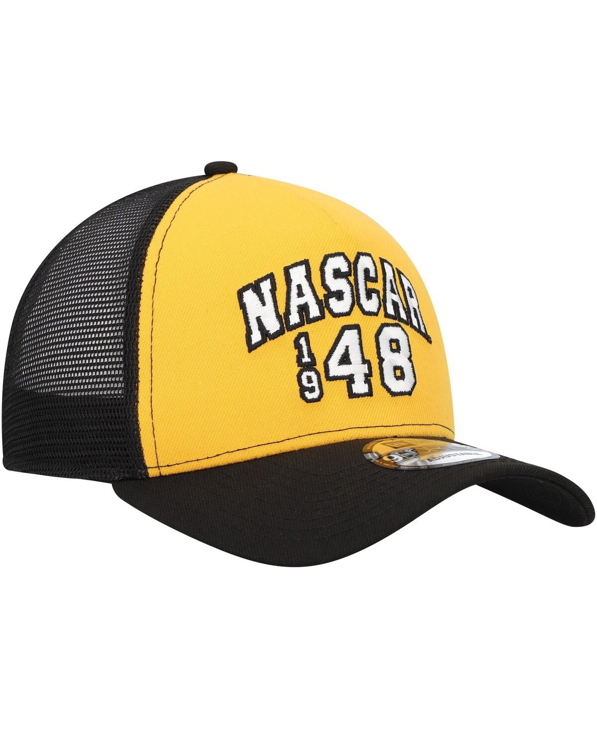Men's New Era Black Nascar 9FORTY A-Frame Trucker Snapback Hat - Black