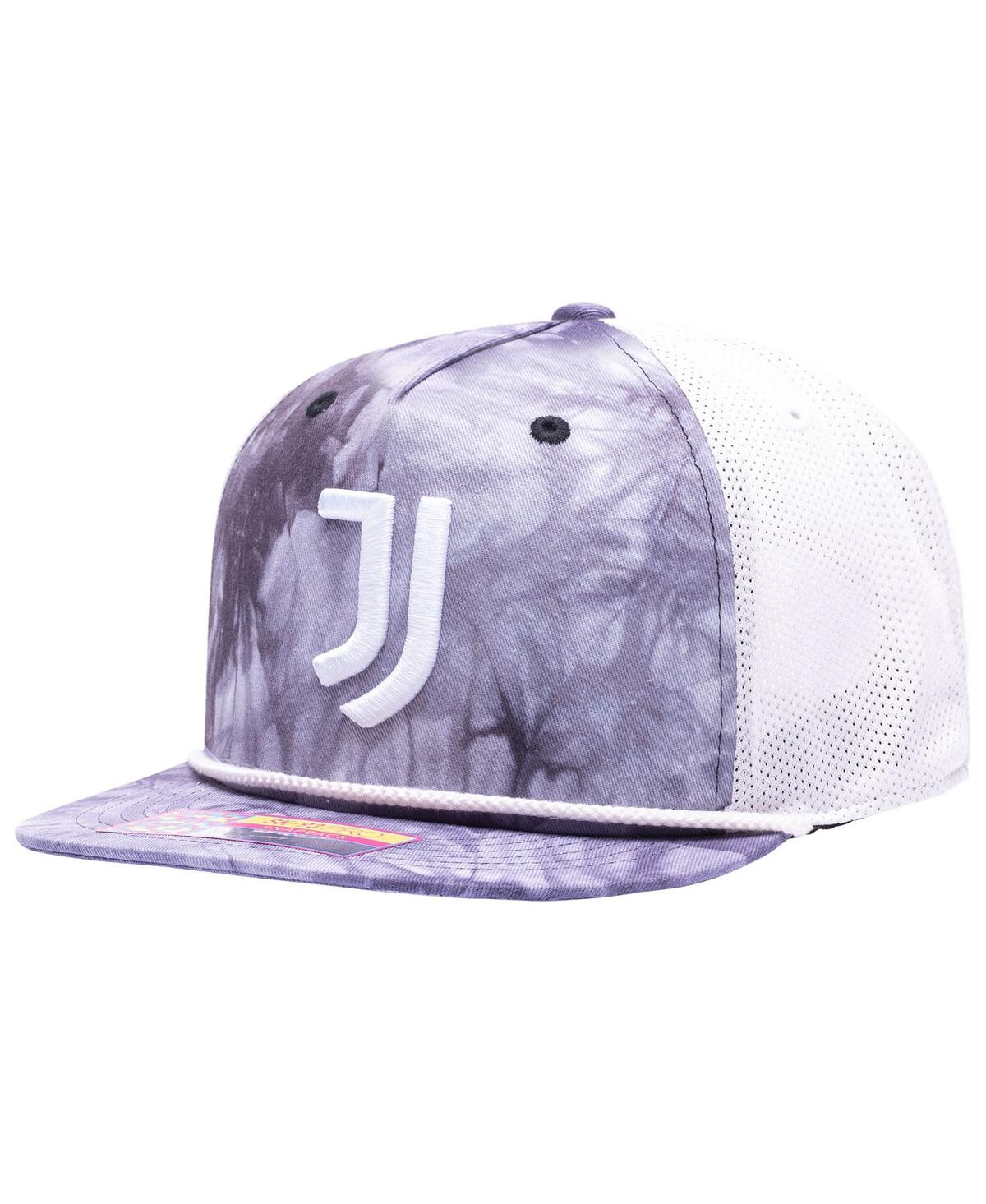 Shop Fan Ink Men's Juventus Woodstock Tie-dye Trucker Snapback Hat In Black