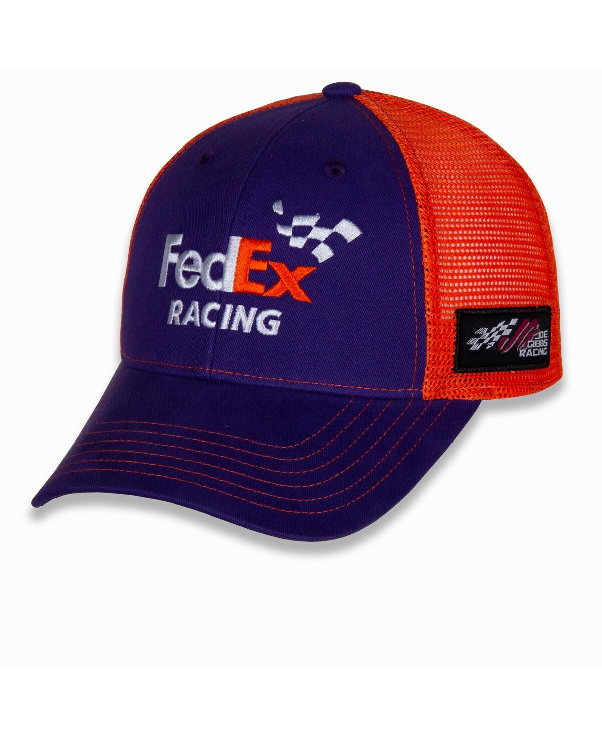 Men's Joe Gibbs Racing Team Collection Purple, Orange Denny Hamlin Team Sponsor Adjustable Hat - Purple, Orange