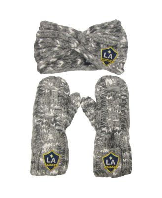 Women's ZooZatz Gray LA Galaxy Marled Headband and Mittens Set
