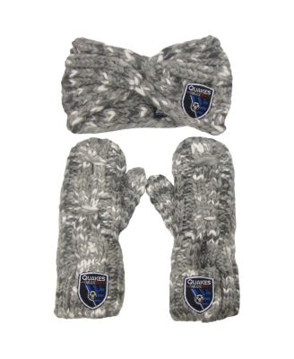 Womens ZooZatz Gray San Jose Earthquakes Marled Headband and Mittens Set 9490₽