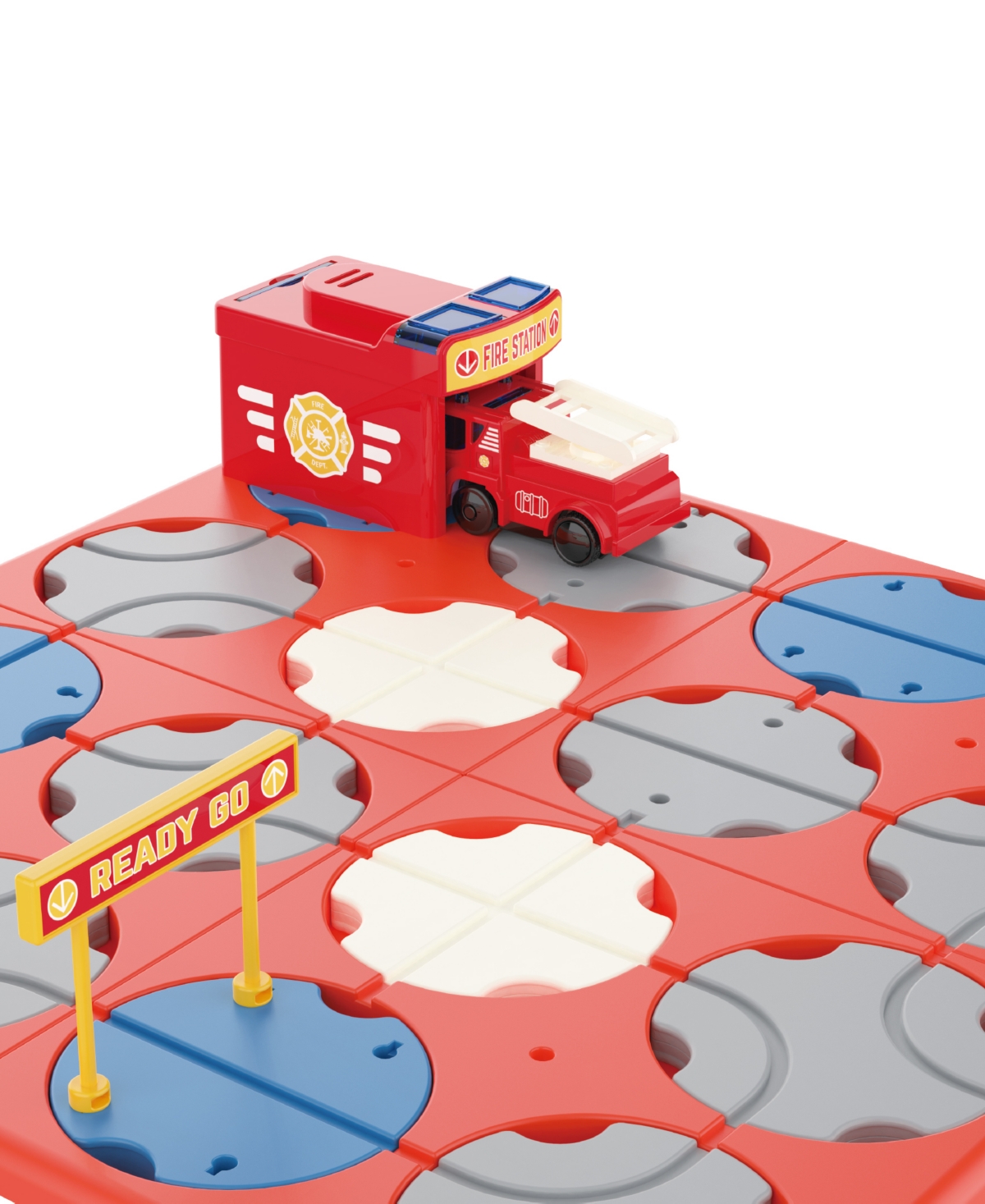 Shop Flipo A-maze Tracks Diy Track Maze Set With Battery Powered Fire Truck, 34 Piece Set In Red