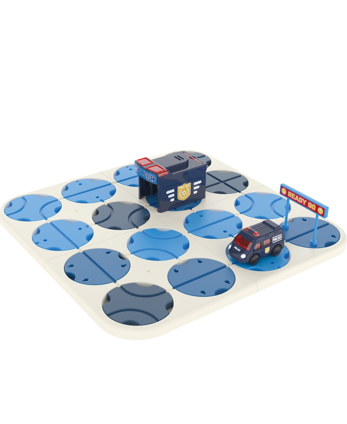 Flipo Kids' A-maze Tracks Diy Track Maze Set With Battery Powered Police Car, 34 Piece Set In Blue