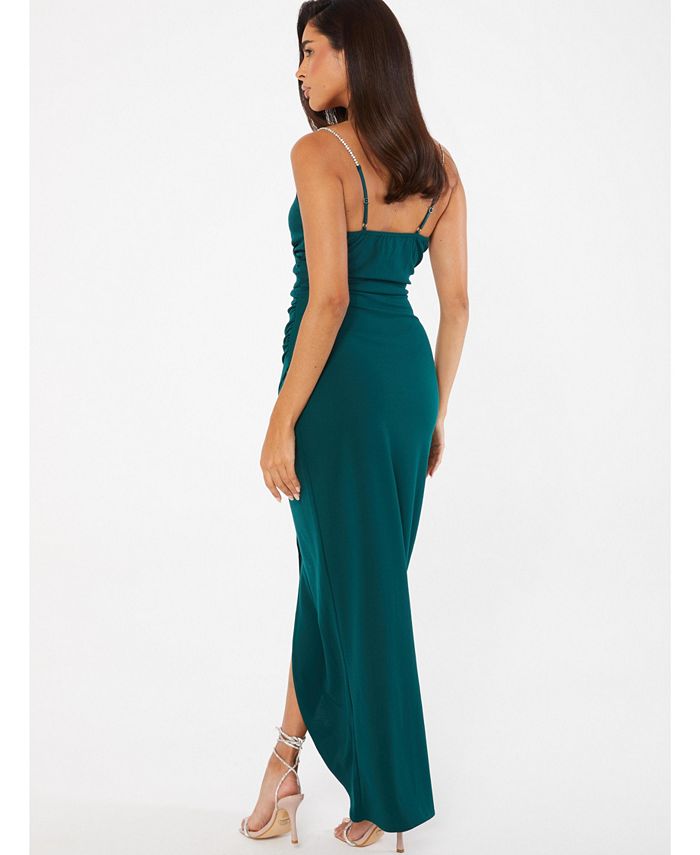 QUIZ Women's Embellished Strap Wrap Maxi Dress - Macy's