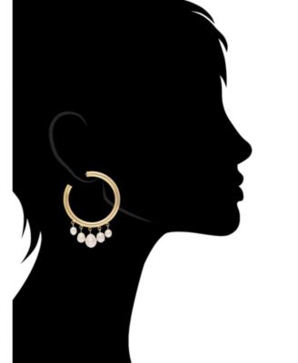 Pearl Dangle Hoop Earrings