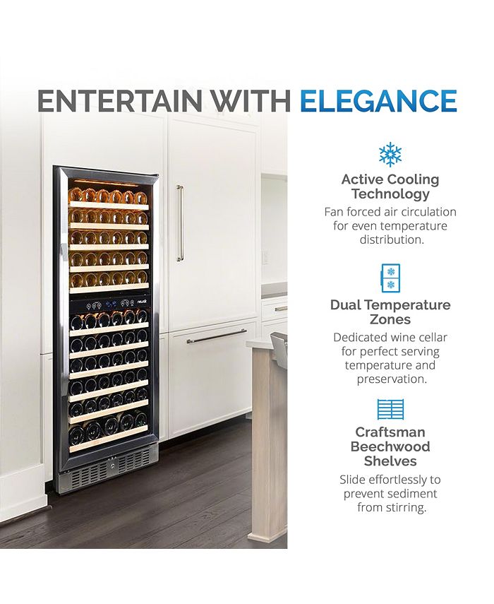 Newair 27" Builtin 116 Bottle Dual Zone Compressor Wine Fridge in
