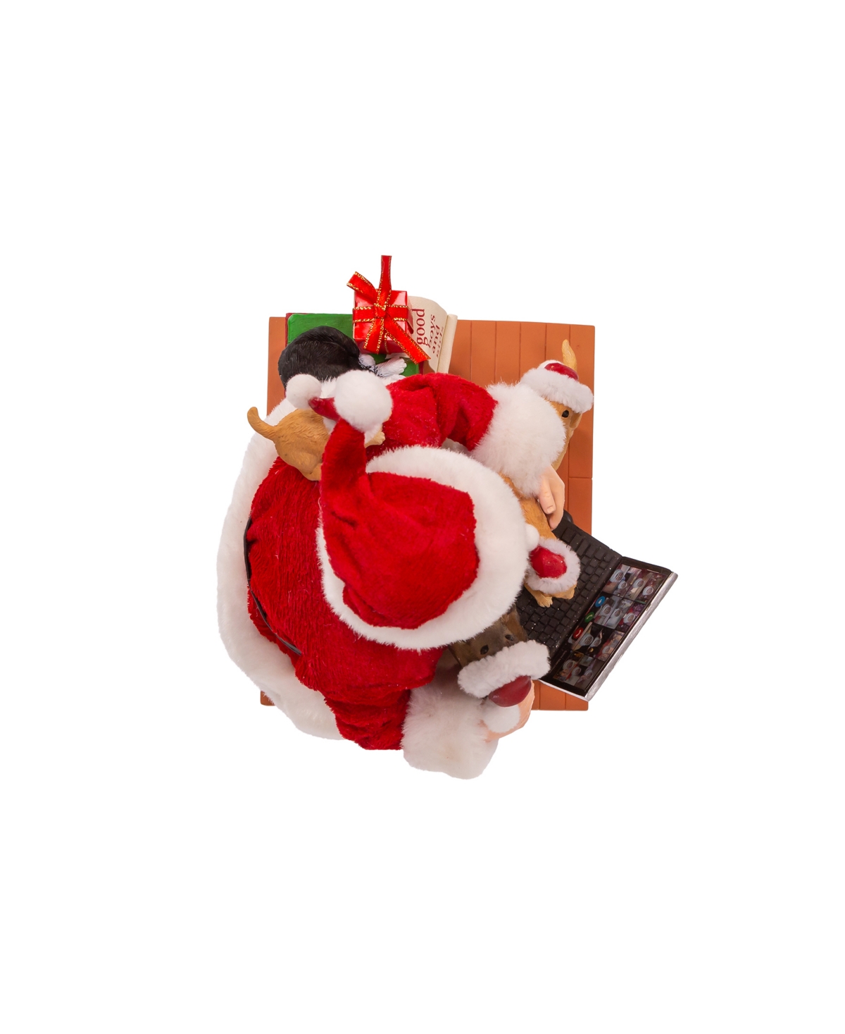 Kurt Adler Fabriche Santa with Laptop and Pets