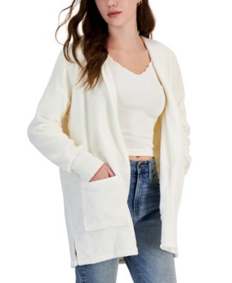 Hippie Rose - Juniors' Plush Hooded Long Cardigan