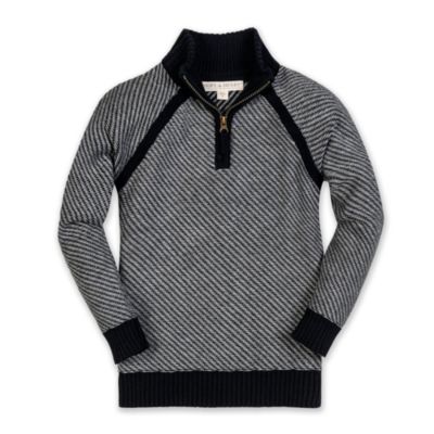 Hope and Henry Boys' Organic Long Sleeve Half Zip Raglan Contrast Sweater, Kids
